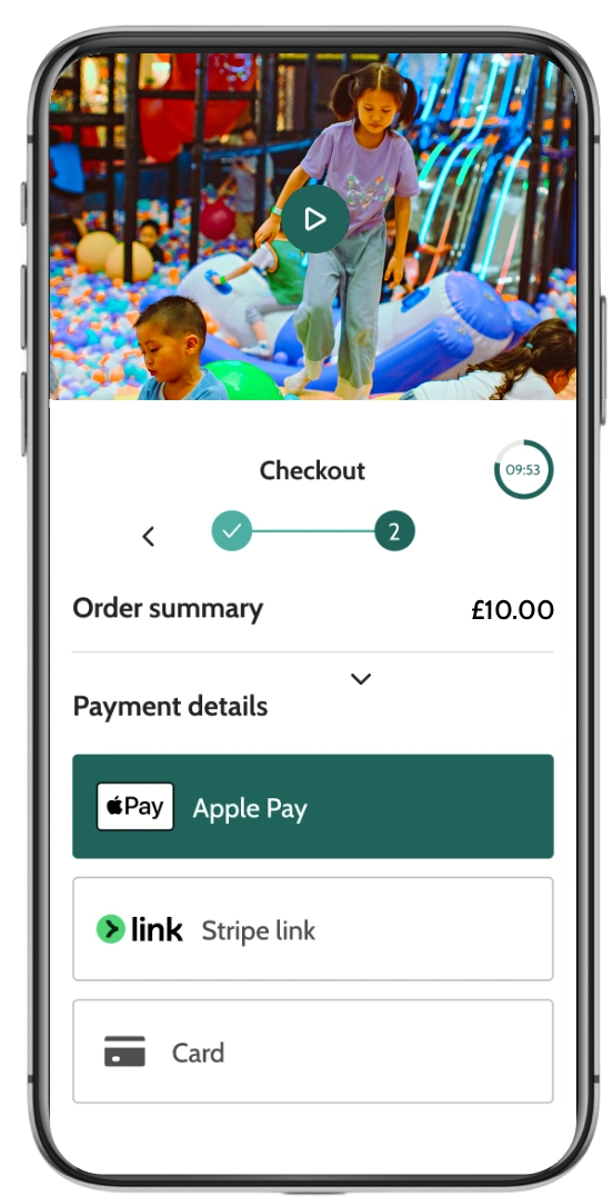 Trampoline park booking system checkout screen with grip socks added